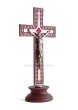 画像2: 卓上十字架　金属製　飾り縁　赤（木製台座）H14cm　※在庫1点のみ (2)