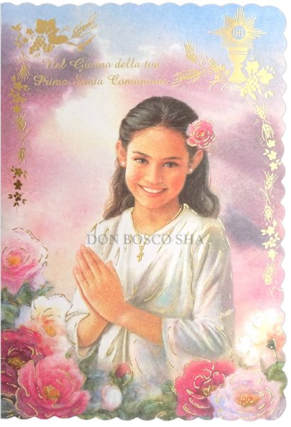 画像1: 二つ折りカード・初聖体・女の子　21.0375-1 (1)