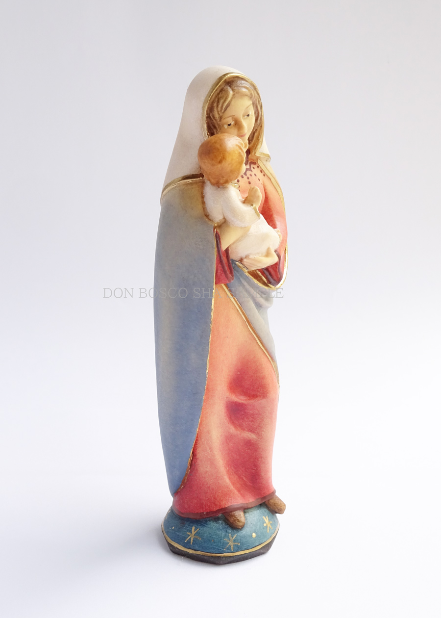 木彫り　聖母子像　カラー 12cm　