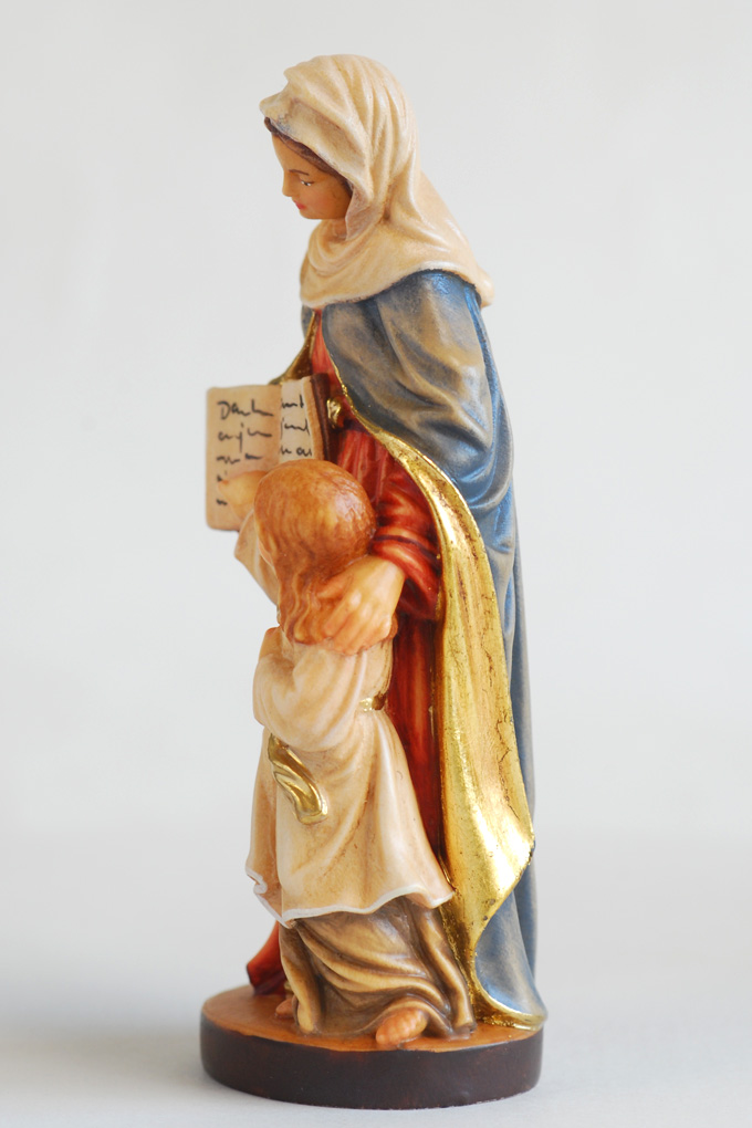 木彫り 聖アンナと幼いマリア像 カラー 約12cm - ドン・ボスコ社
